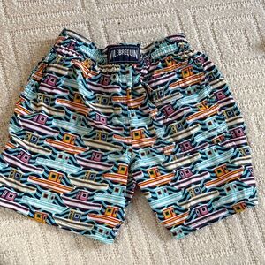 Vilebrequin Boys Swim Trunks with Colorful Boat Print